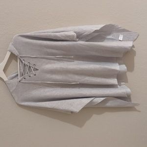 Gray L/XL NWT hooded sweater poncho